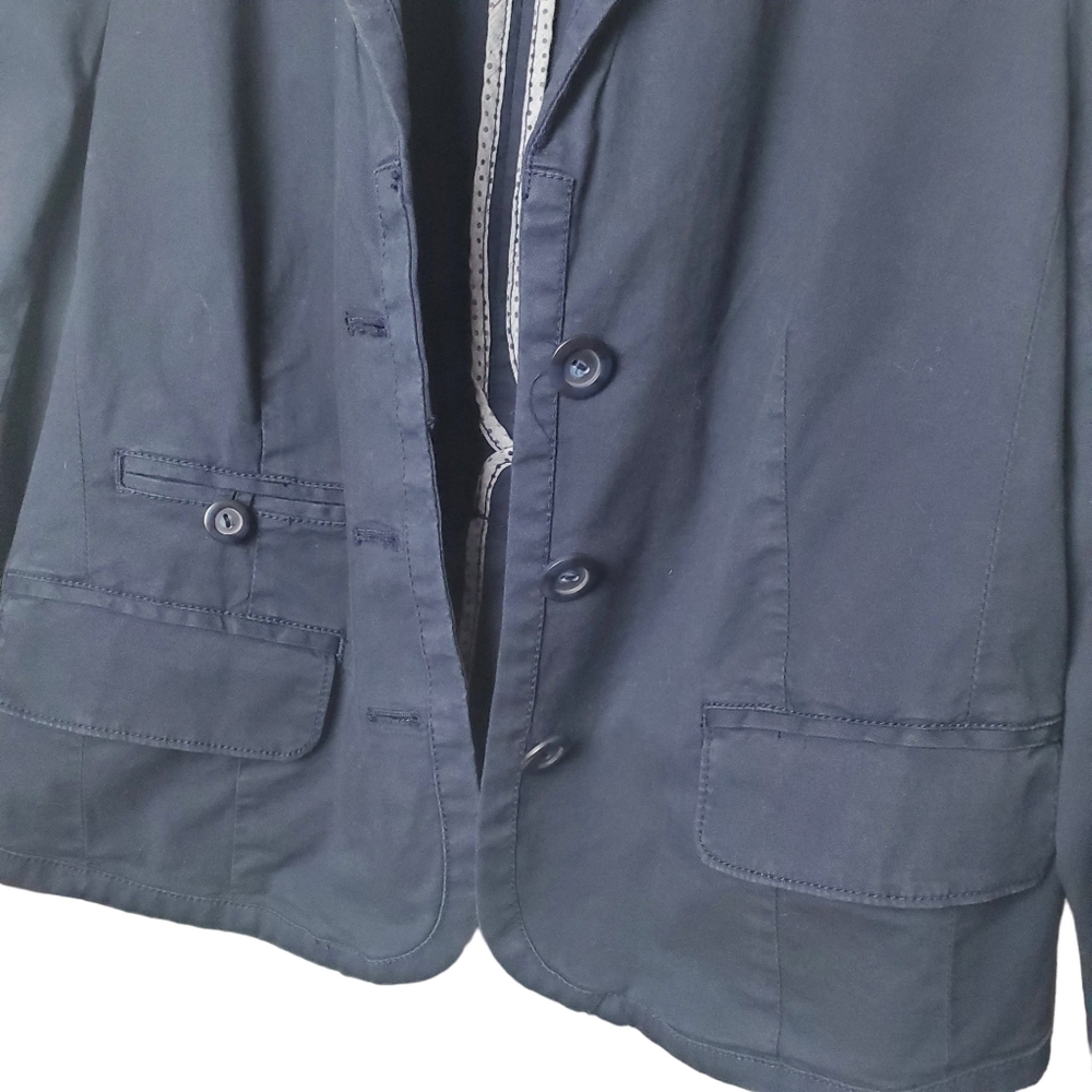 Anthropologie Daughters of the Liberation Size 10 Navy Blue Cotton Blazer Jacket - Picture 7 of 8